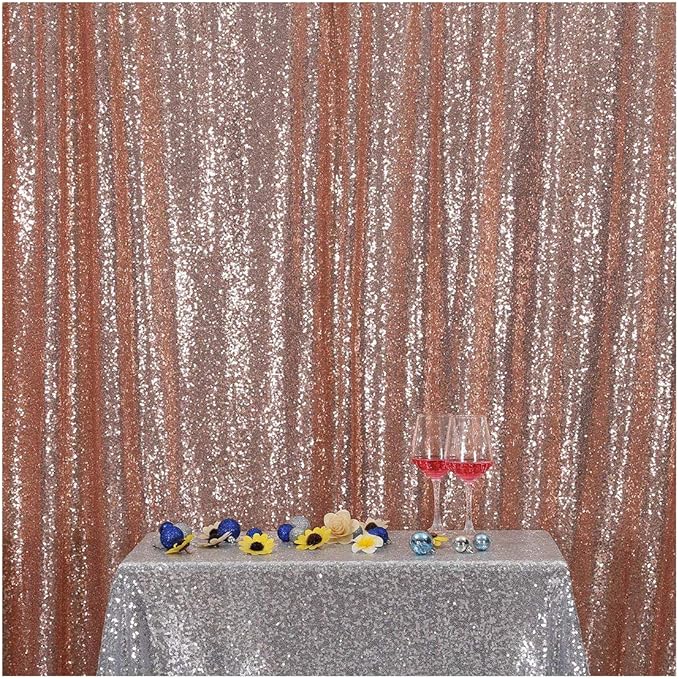 Poise3EHome 8FT x 8FT Rose Gold Sequin Backdrop Curtain Photography by Poise3EHome