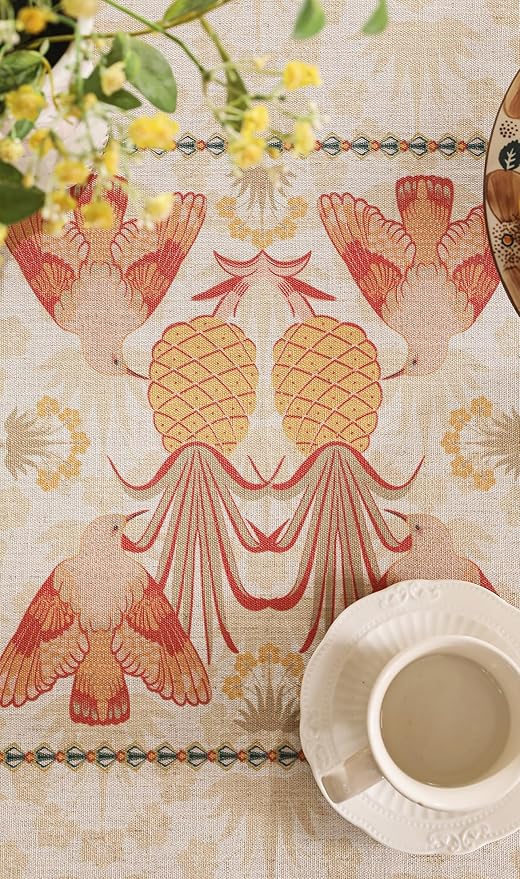patdrea Designer Extra Long Rectangle Linen Table Cloth, Vintage Anti-Wrinkle - Image 6