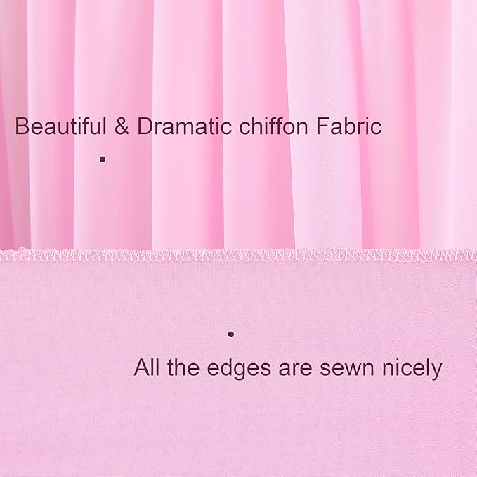 10ft x 10ft Pink Backdrop Curtains, Wrinkle-Free Sheer Chiffon Fabric Photo - Image 5