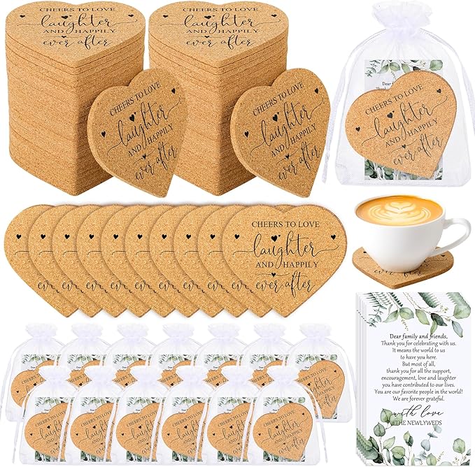 Uiifan 80 Set Wedding Favors for Guest Coaster Gifts Bulk Heart Shaped Coasters by Uiifan
