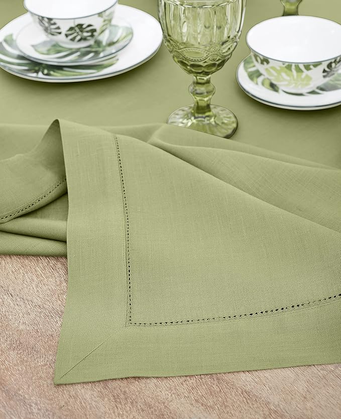 Solino Home Linen Moss Green Tablecloth 60 x 108 Inch - Image 4