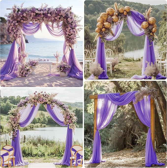 Wedding Arch Draping Fabric 1 Panel 28.7" x 20FT Lavender Purple Sheer Chiffon - Image 6