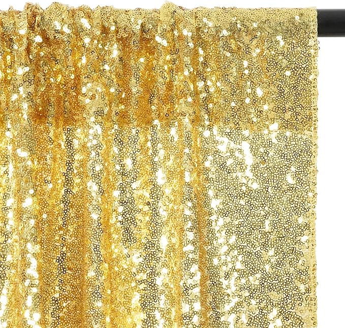 Eternal Beauty Gold Sequin Backdrop, 8x8 Ft Glitter Background Curtains - Image 6