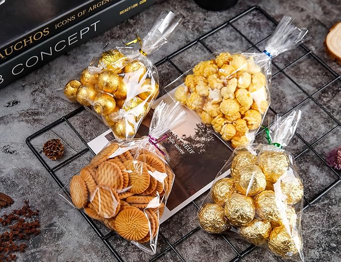 LOKIQNG Cellophane Bags Plastic Treat Bag Clear Cookie Candy Bags - Image 5