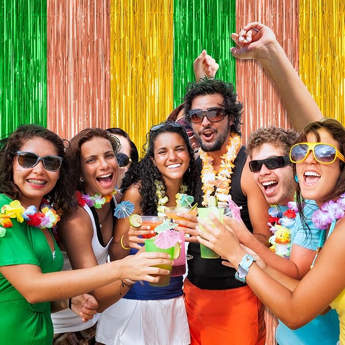 2 Pack Luau Decorations, 3.28 FT x 7.05 FT Summer Party Streamer, Metallic - Image 6