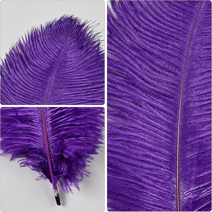 THARAHT Purple Ostrich Feathers 12pcs Natural Bulk 8-10Inch 20cm-25cm - Image 3