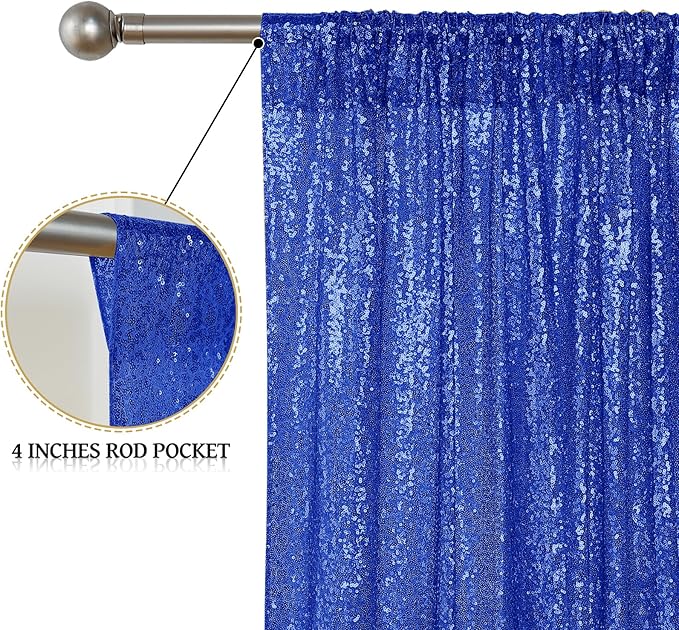 Sugargirl Navy Blue Sequin Backdrop Curtain 4 Panels 2FTx8FT Glitter Navy Blue - Image 4
