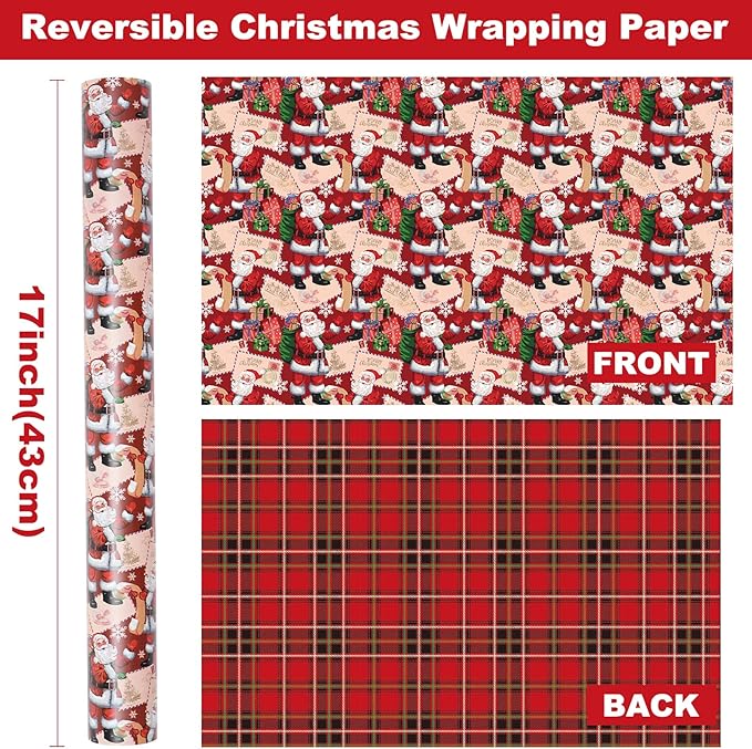 Ulmasinn Reversible Christmas Wrapping Paper Roll - Image 8