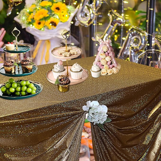 Fitable Black&Gold Sequin Tablecloth - Image 2