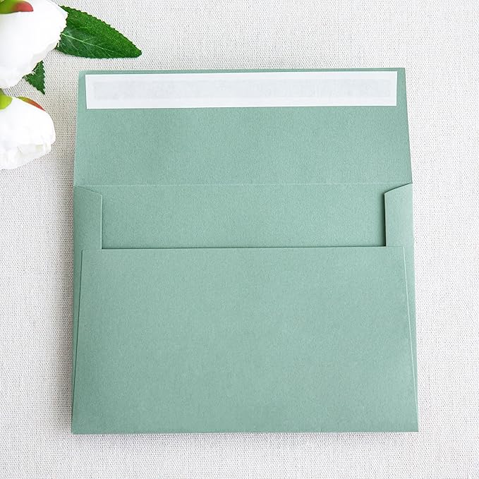 PONATIA 50 Pieces 5x7 Envelopes, Sage Green A7 Envelopes Self Seal - Image 2