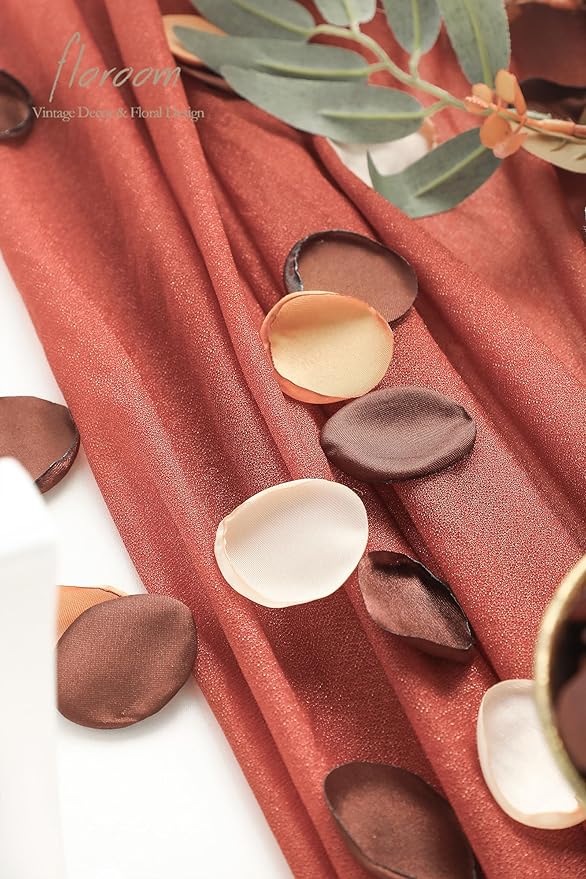 Floroom 300pcs Rose Petals Rust Brown Earth Tones Faux Silk Flower Petals - Image 5