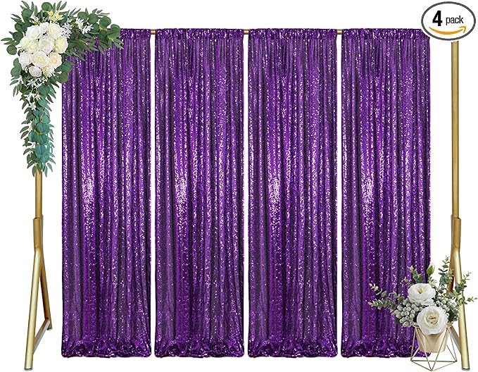 ShinyBeauty 4x10ft Purple Sequin Photo Backdrop by ShinyBeauty
