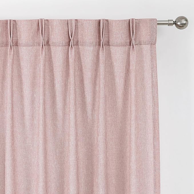 Vision Home Pink Pinch Pleated Semi Sheer Curtains by VisionHome