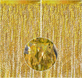 2 Pack Gold Fringe Curtain Backdrop Tinsel Streamers Birthday Party Decorations by BOMSI