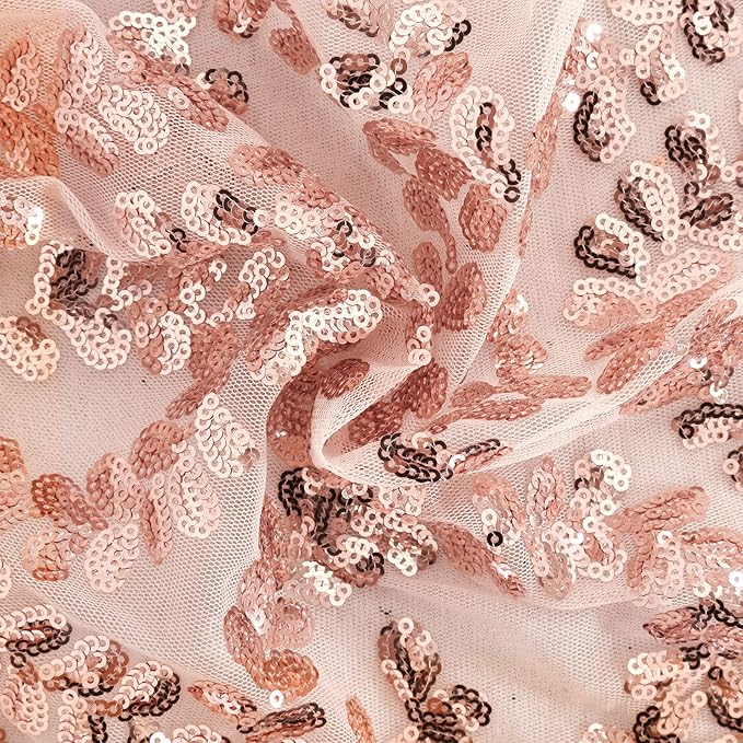 Rose Gold Flower Table Runners 10 Pieces 12x72 Inches Sequin Glitter Table - Image 6