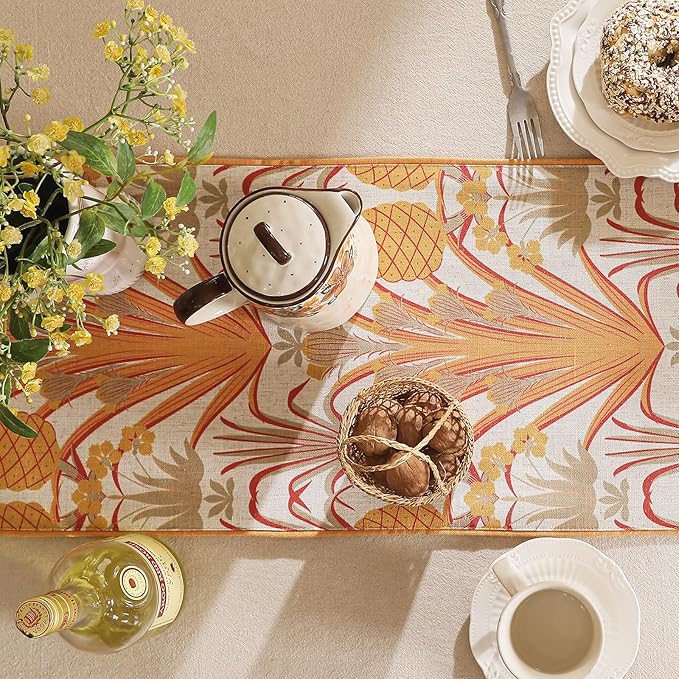 patdrea Designer Tropical Linen Table Runner 87 Inch Long, Decoration - Image 4