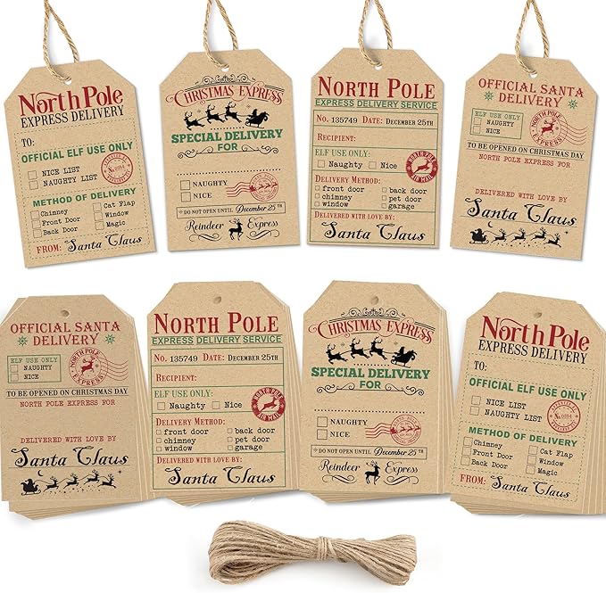 from Santa Christmas Gift Tags, 48 Kraft Labels by UnimaxPrint