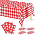 4Pack Plastic Table Cloth Ddisposable, Waterproof Red and White Checkered by QZYL