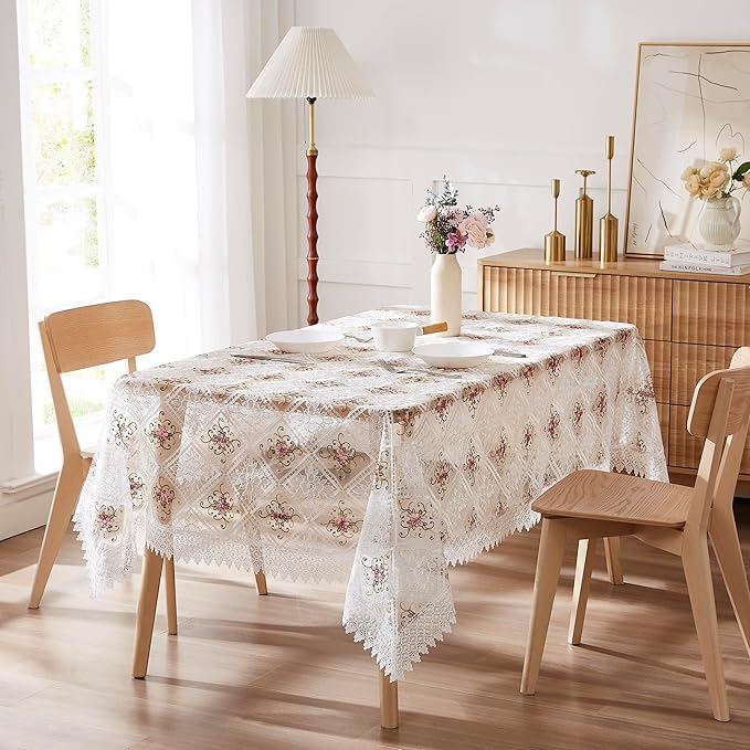Warm Home Designs 60 x 84 Rectange Tablecloth. Use White Macrame Tablecloth as by WarmHomeDesigns