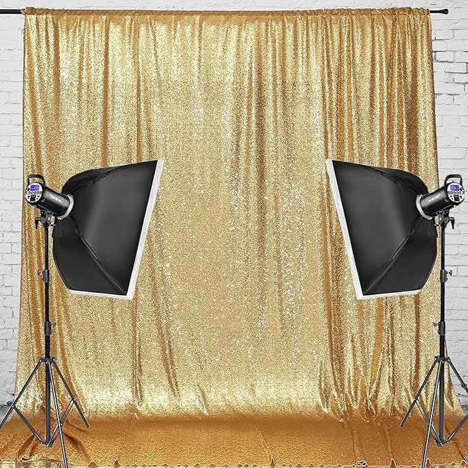 Eternal Beauty Gold Sequin Backdrop, 20x10 Ft Glitter Background Curtains - Image 3
