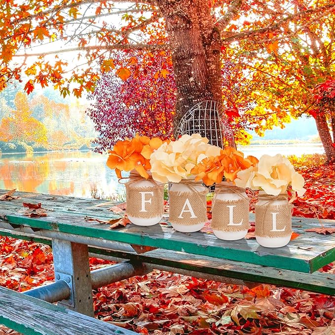 Fall Decor for Home, Autumn Themed Mason Jars Centerpiece Decorations - Image 7