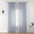 Vision Home Blue Pinch Pleated Semi Sheer Curtains Textured Light Filtering by VisionHome