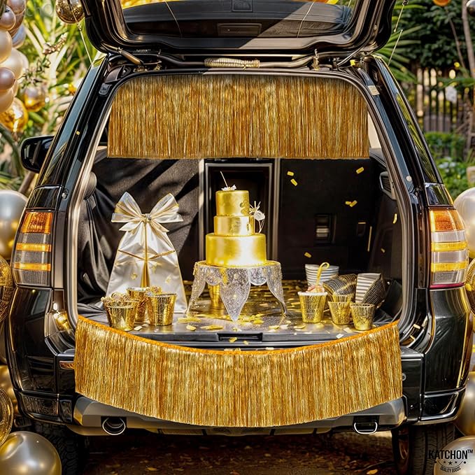 KatchOn, Large Champagne Gold Fringe Garland - Image 8