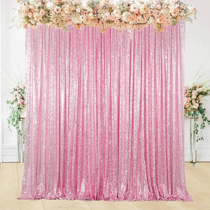 ShiDianYi 4FTX6FT-Fuchsia Pink-Sequin Photo Backdrop, Wedding Photo Booth - Image 2