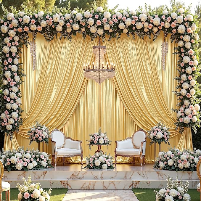 40x10 ft Wrinkle Free Gold Sequin Backdrop Curtain - Image 3