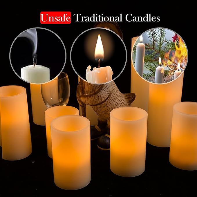 Homemory 7"x3" Flameless Candles Battery Operated, Amber Yellow Light，Realistic - Image 3