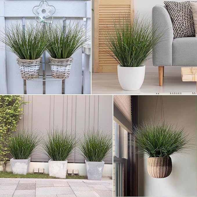 8PCS 17.3" Fake Plants Artificial Wheat Grass Greenery Plastic Plants Fake - Image 7