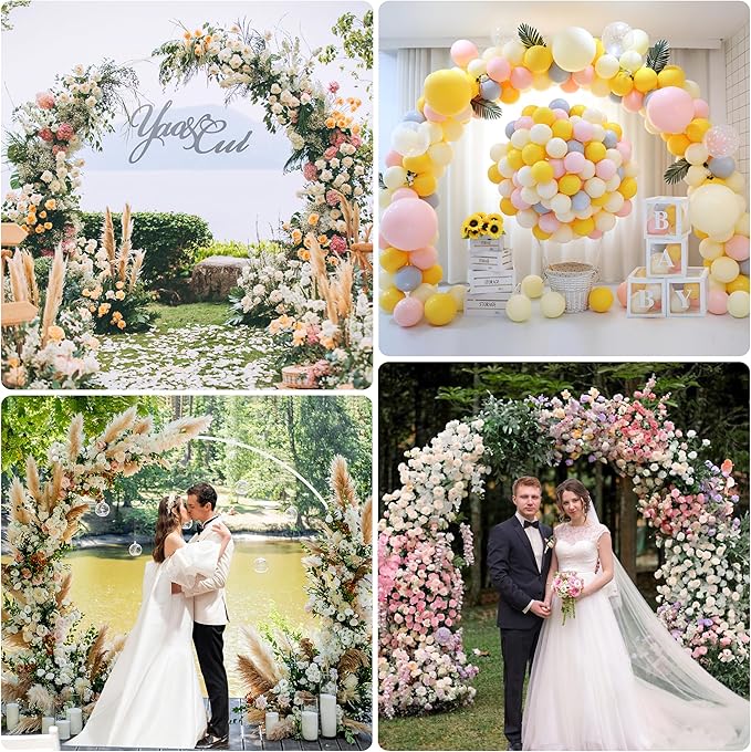 Asee'm 7.2FT White Wedding Arch Round Backdrop Stand Large Circle Metal Floral - Image 6