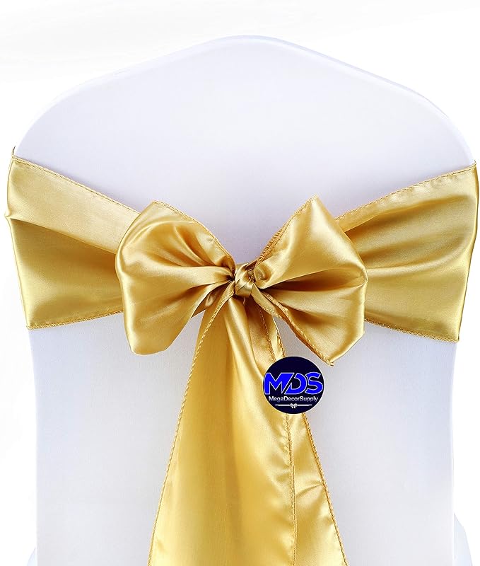 MDS Pack of 10 PCS Satin Chair Sashes Charmeuse Sateen Dining Chair Bows Ribbon - Image 2