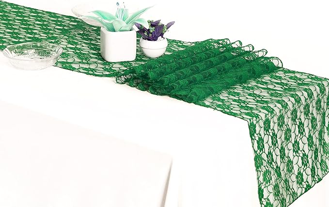 MDS Pack of 15 Wedding 12 x 108 inches Lace Table Runner by MDS