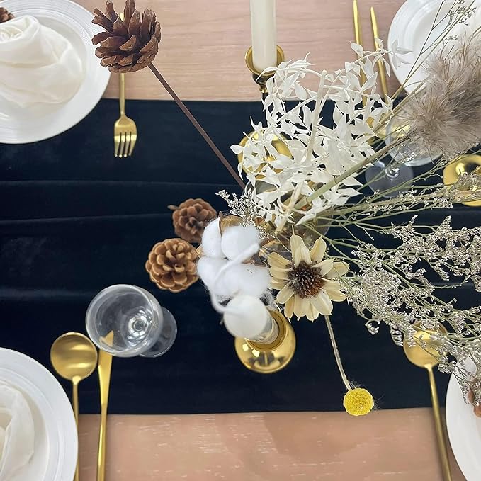 Luxurious Velvet Table Runner, 10ft Wedding Reception Decorations, 20x120inch - Image 2
