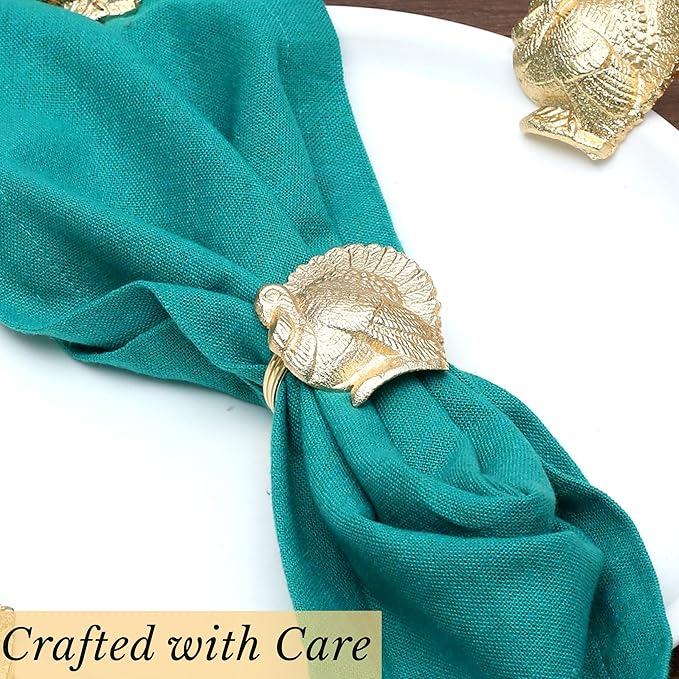 Turkey Bird Gold Napkin Rings Set of -12 - Image 8
