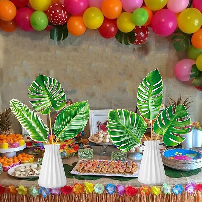 14pcs Palm Leaf Centerpiece Sticks Tropical Party Decorations - Image 8