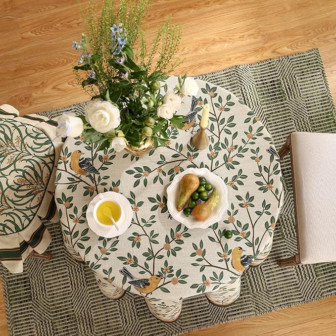 patdrea Designer Vintage Linen Round Table Cloth, Durable Breathable Cover Fall - Image 7
