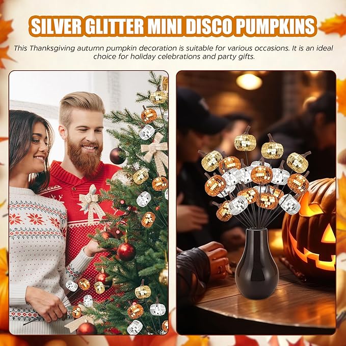 20Pcs Disco Halloween Decor, Disco Pumpkin Table Decoration, 14 Inch Artificial - Image 7