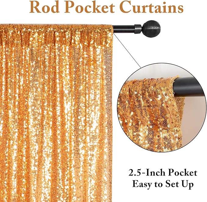 ShinyBeauty Gold Sequin Backdrop 2FTx8FT 8 Pieces Photography Backdrops Baby - Image 3
