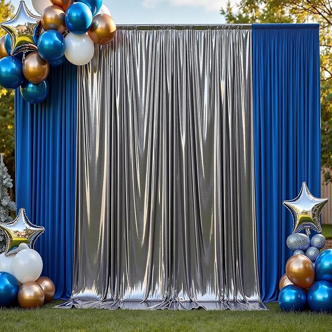 40x10 ft Wrinkle Free Black Silver Sequin Backdrop Curtain - Image 9