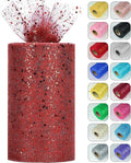 Glitter Tulle Rolls, 6” by 50 Yards Sparkling Tulle Spool Ribbon Sequin Tulle by Miegecha