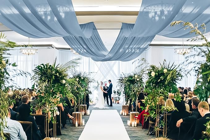 6 Panels Dusty Blue Ceiling Drapes - Image 7