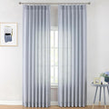 Vision Home Blue Pinch Pleated Semi Sheer Curtains Textured Light Filtering by VisionHome