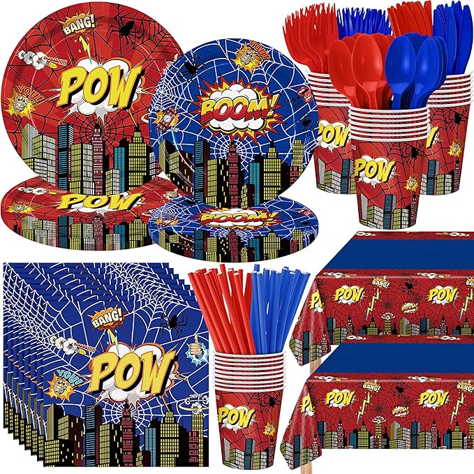 452 Pcs Spider Themed Birthday Party Supplies by Potchen