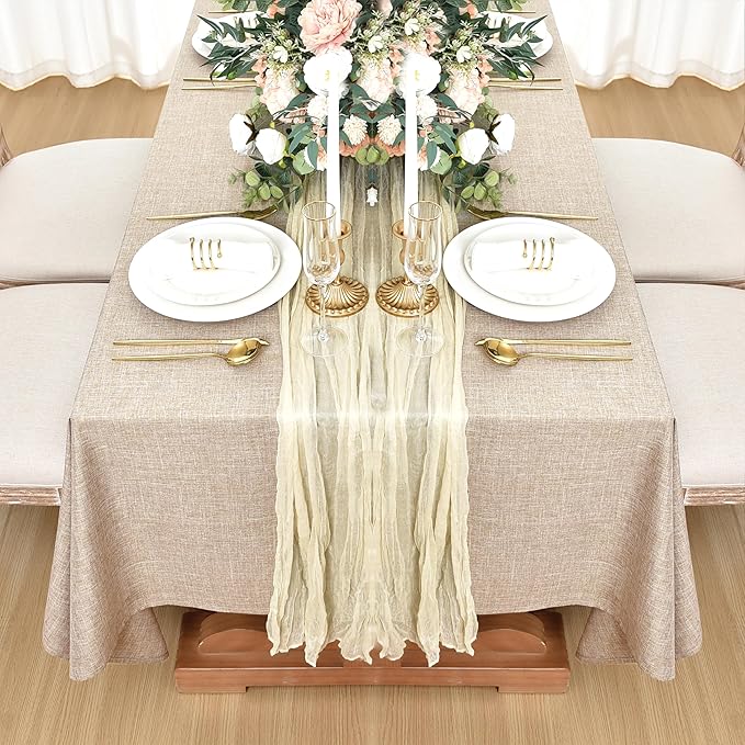 Fitable Faux Linen Tablecloths for Rectangle Tables: Water & Stain Resistant - Image 8