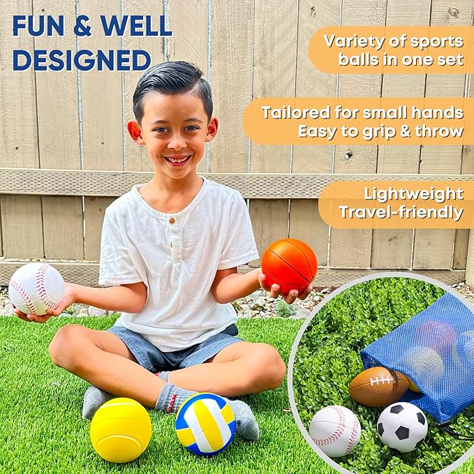 Set Of 6 Mini Sports Foam Balls - Image 2