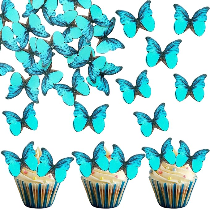Ephlyn 48Pcs Edible Butterfly Cupcake Toppers Cute 3D Butterfly Cake Picks by Ephlyn