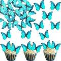 Ephlyn 48Pcs Edible Butterfly Cupcake Toppers Cute 3D Butterfly Cake Picks by Ephlyn