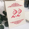 Paisley Wedding Table Numbers, Ruby Red, Double Sided, Tent or Use in a Stand by DocumentsandDesigns